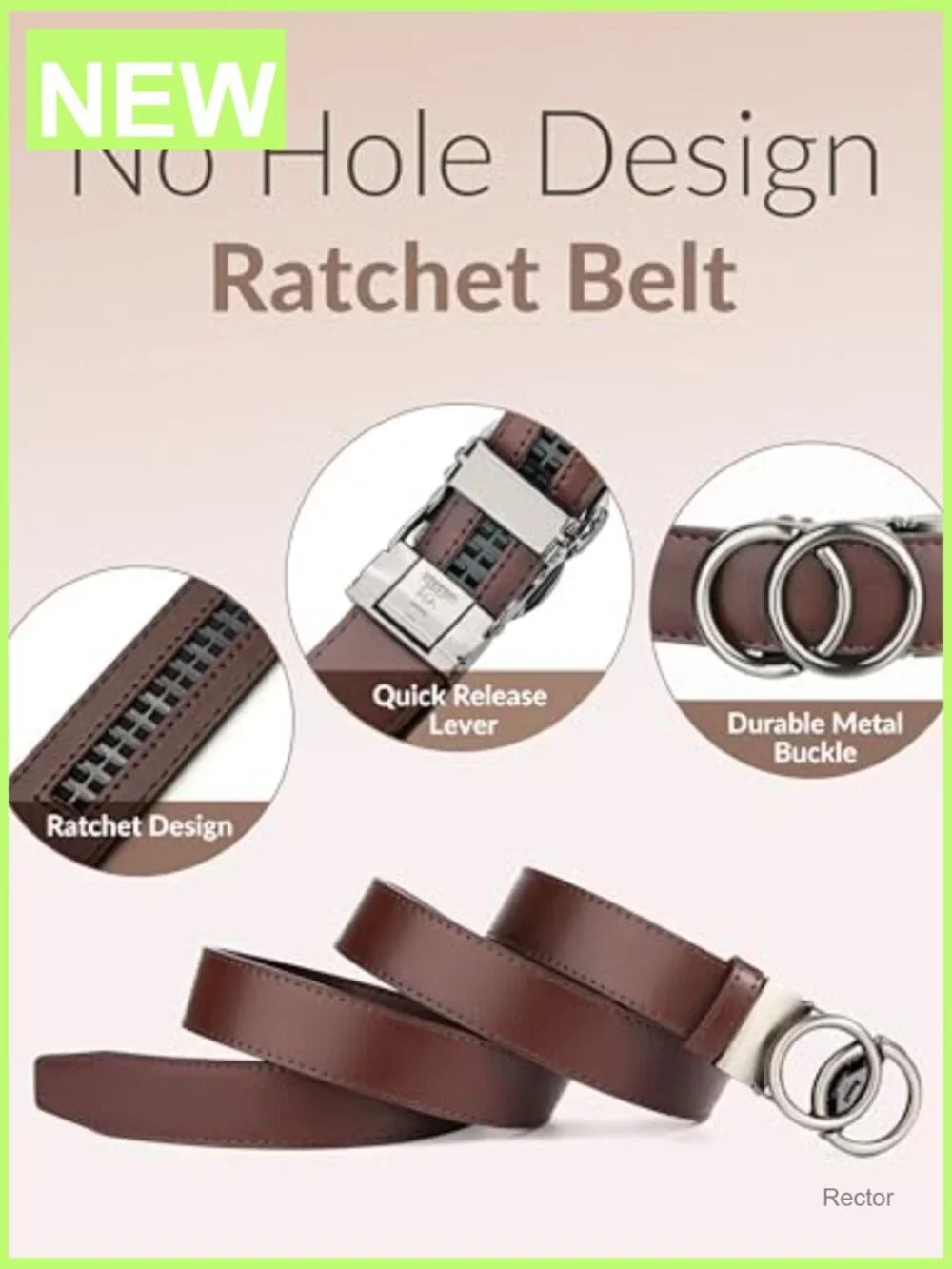 Adjustable Ratchet Leather Dress Belt 3cm Width Custom Fit